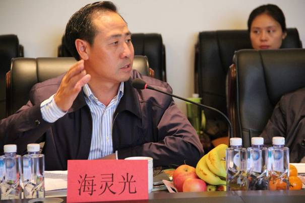 海南省內(nèi)蒙古商會會長、內(nèi)蒙古農(nóng)牧業(yè)產(chǎn)業(yè)化龍頭企業(yè)協(xié)會海南辦事處主任海靈光介紹對接情況.JPG